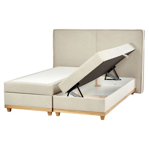 Lit Boxspring En Tissu 160 X 200 Cm Beige Dynasty
