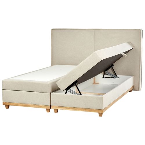 Lit Boxspring En Tissu 180 X 200 Cm Beige Dynasty