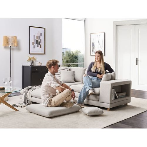 Canapé 2 Places Heden Tissu Beige Avec Ottoman