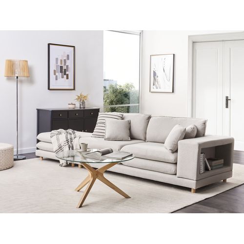 Canapé 2 Places Heden Tissu Beige Avec Ottoman