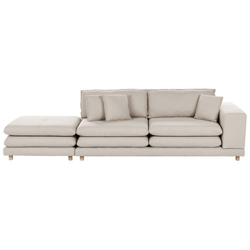 Canapé 2 Places Heden Tissu Beige Avec Ottoman