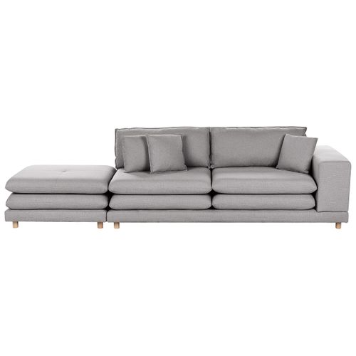 Canapé 2 Places Heden Tissu Gris Avec Ottoman