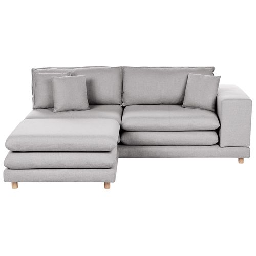 Canapé 2 Places Heden Tissu Gris Avec Ottoman