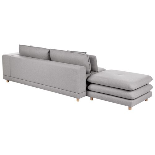 Canapé 2 Places Heden Tissu Gris Avec Ottoman