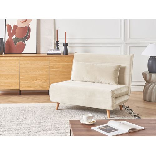 Canapé Convertible 1 Place En Velours Crème Setten
