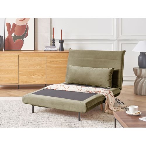 Canapé Convertible 1 Place En Velours Vert Olive Setten