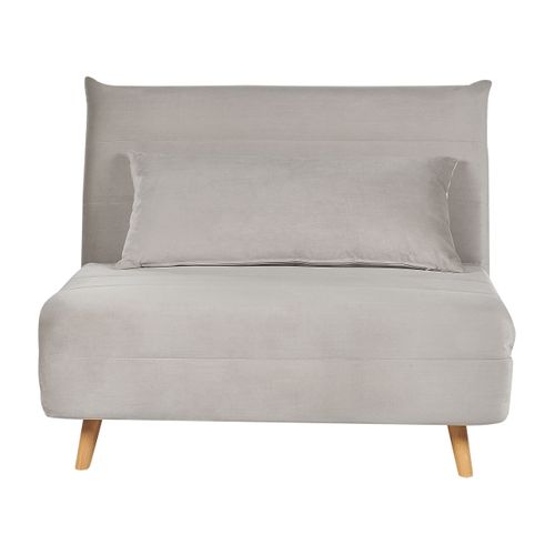 Canapé Convertible 1 Place En Velours Gris Clair Setten