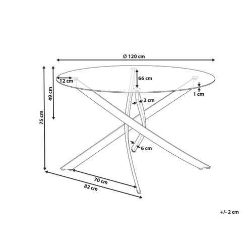 Table De Salle à Manger Argentée Plateau En Verre D 120 Maramo