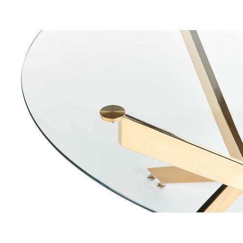 Table De Salle à Manger Dorée Plateau En Verre D 120 Maramo