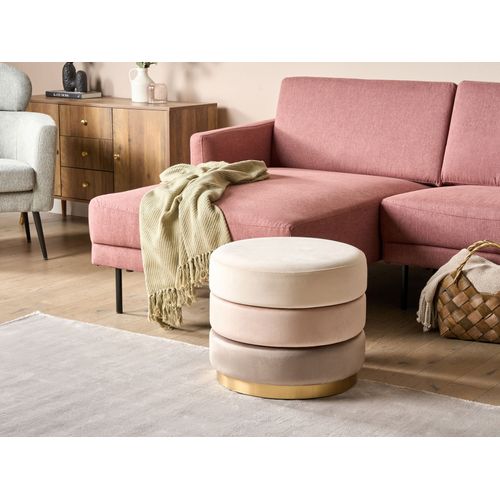 Pouf En Velours Beige Louin