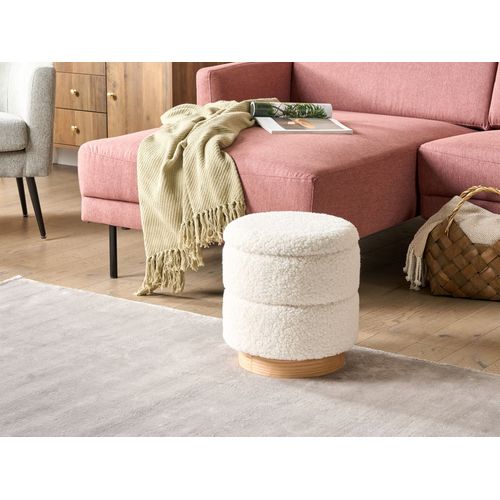 Pouf Coffre En Peluche Blanc Ogden