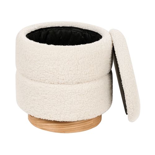 Pouf Coffre En Peluche Blanc Ogden