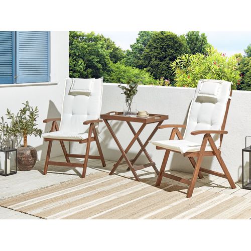 Ensemble Pour Bistro Avec Coussin Bois Blanc Cassé Amantea