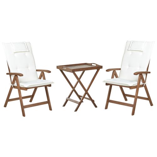 Ensemble Pour Bistro Avec Coussin Bois Blanc Cassé Amantea