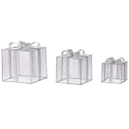 Décoration Extérieure LED Arnes Cadeaux De Noël 25/20/15 Cm Argenté