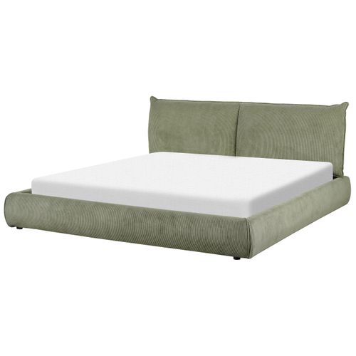 Lit à Eau En Velours Côtelé Vert 180 X 200 Cm Vinay