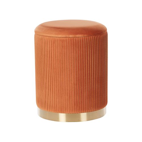Set De 2 Poufs En Velours Orange Avec Rangement Miramar