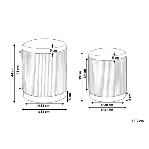 Set De 2 Poufs En Velours Orange Avec Rangement Miramar