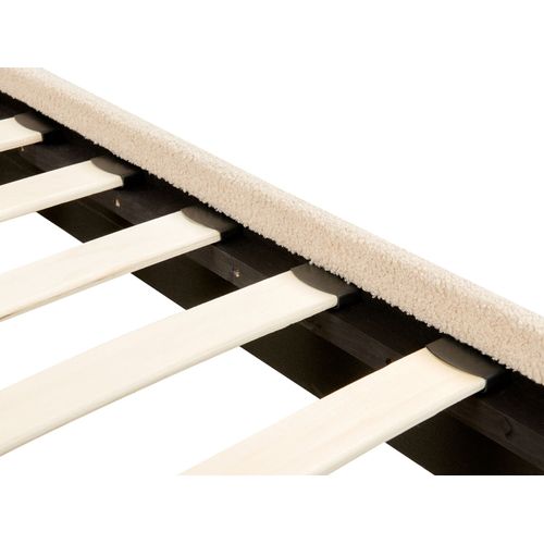Lit Avec Sommier Bouclé Flayat 160 X 200 Cm Beige Clair