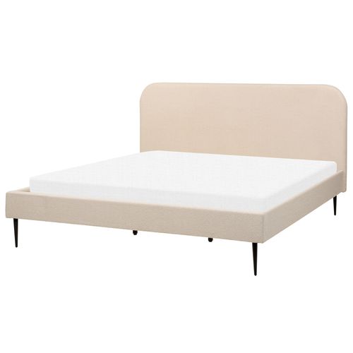 Lit Avec Sommier Bouclé Flayat 180 X 200 Cm Beige Clair