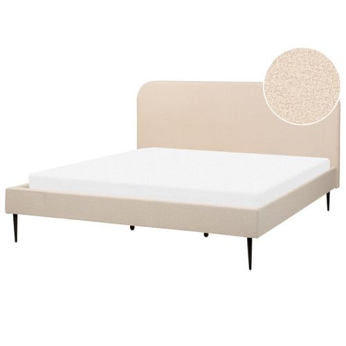 Lit Avec Sommier Bouclé Flayat 180 X 200 Cm Beige Clair