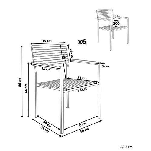 Lot De 6 Chaises De Jardin Viareggio Teck Certifié Fsc® Marron