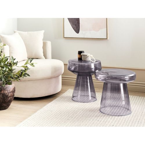 Table D'appoint En Verre Gris D 39 Cm Caldera