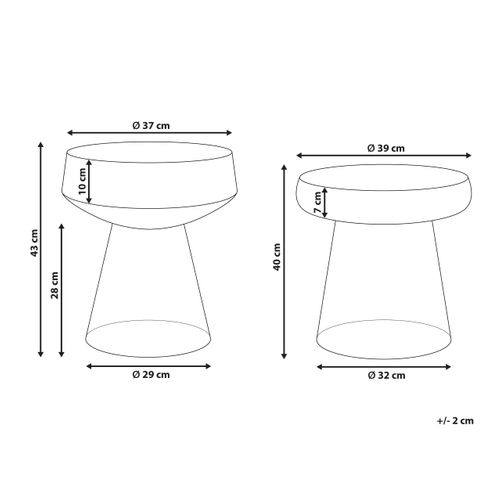 Lot De 2 Tables D'appoint En Verre Rouge Foncé Laguna/caldera