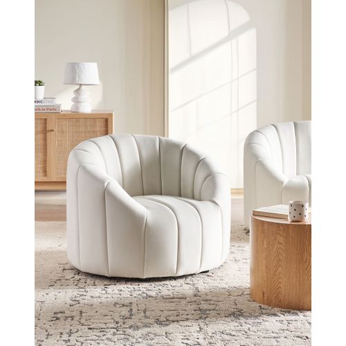 Fauteuil Malung Velours Blanc Cassé