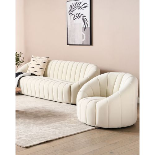 Fauteuil Malung Velours Blanc Cassé