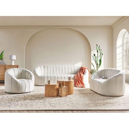 Ensemble De Salon 6 Places Malung Velours Blanc Cassé