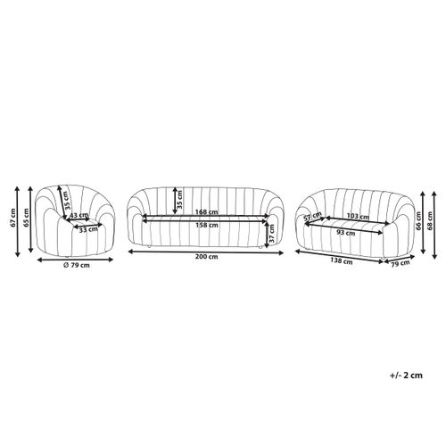 Ensemble De Salon 6 Places Malung Velours Blanc Cassé