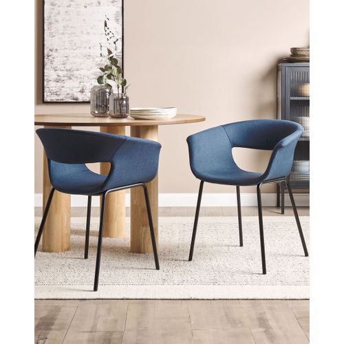 Chaise De Salle à Manger Set De 2 Tissu Bleu Foncé Elma