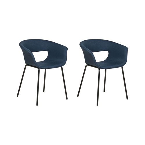 Chaise De Salle à Manger Set De 2 Tissu Bleu Foncé Elma