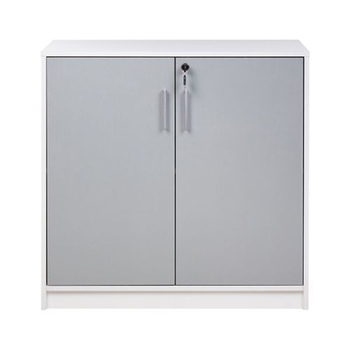 Petite Armoire à 2 Portes Gris Et Blanc 80 Cm Zehna