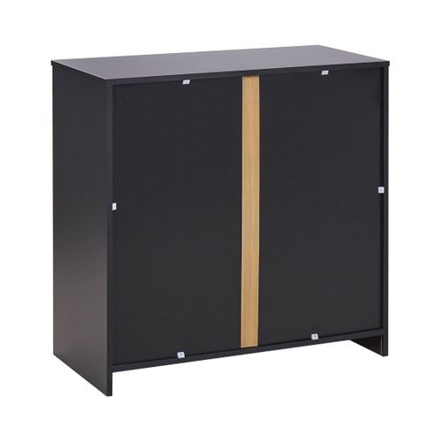 Petite Armoire à 2 Portes Bois Clair Et Noir 80 Cm Zehna