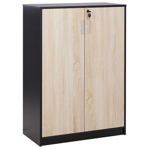 Armoire à 2 Portes Bois Clair Et Noir 117 Cm Zehna