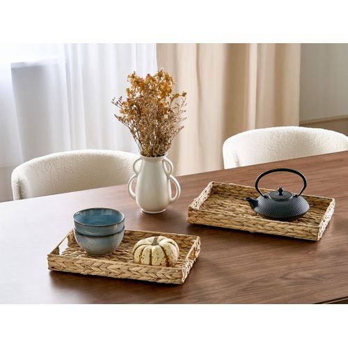 Lot De 2 Plateaux Décoratifs En Jacinthe D'eau Ton Clair Kontum