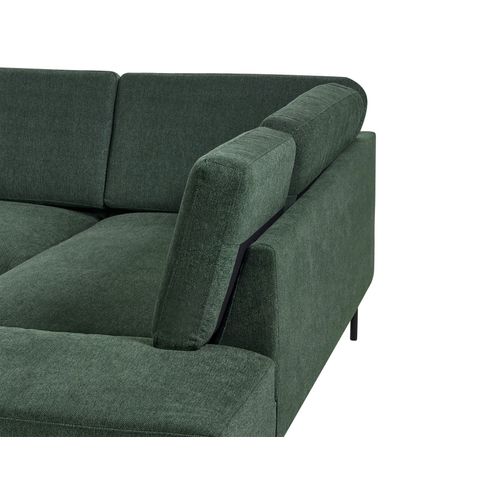 Canapé D'angle 4 Places Côté Gauche En Tissu Vert Foncé Breda