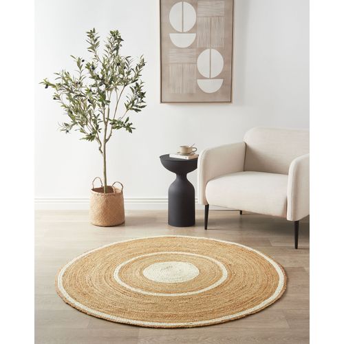 Tapis En Jute Beige Et Blanc D 140 Cm Halfeli