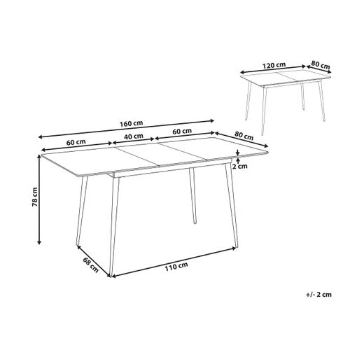 Table à Manger Extensible Grise 120/160 X 80 Cm Gelanda