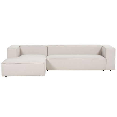 Canapé D'angle Côté Droit 3 Places En Velours Beige Vernon