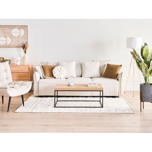 Canapé-lit Avec Rangement En Tissu Blanc Cassé Krama