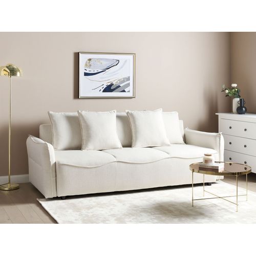 Canapé-lit Avec Rangement En Tissu Blanc Cassé Krama