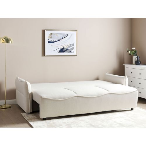 Canapé-lit Avec Rangement En Tissu Blanc Cassé Krama