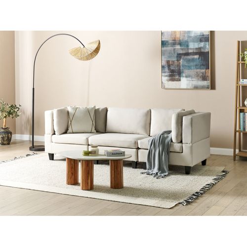 Canapé Modulable 3 Places En Tissu Beige Clair Unstad
