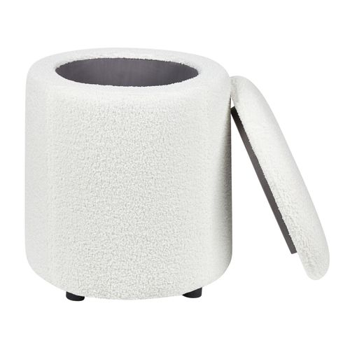 Pouf Coffre En Tissu Bouclé Blanc Cassé Maryland