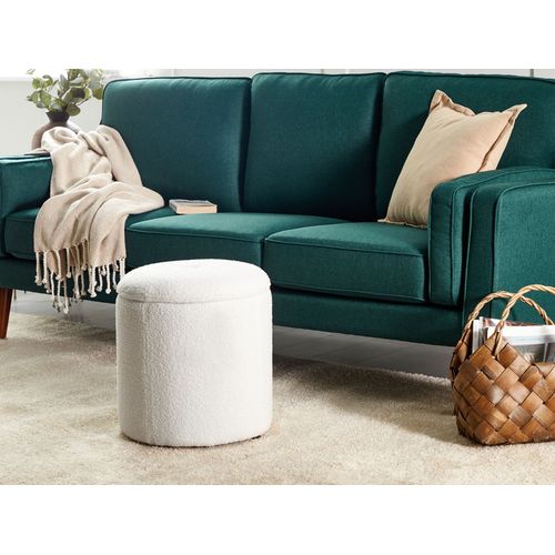 Pouf Coffre En Tissu Bouclé Blanc Cassé Maryland