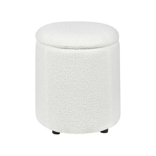 Pouf Coffre En Tissu Bouclé Blanc Cassé Maryland