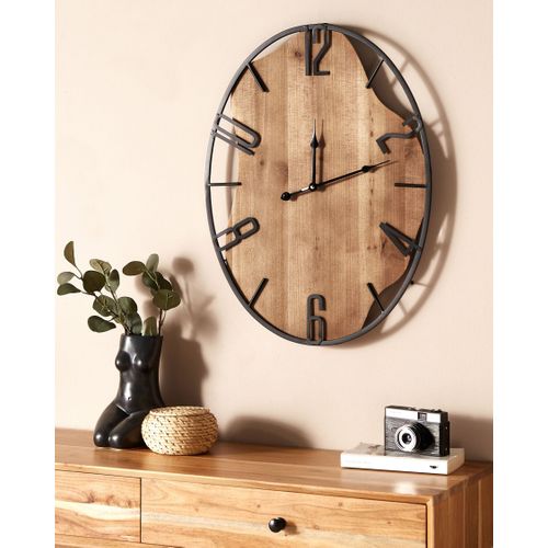 Horloge Murale 46 X 60 Cm Bois Clair Et Noir Meynes